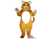 Angry Brown Cat Plush Canadian SpotSound Mascot With A White Belly And Green Eyes