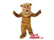 Light Brown Lion Animal Canadian SpotSound Mascot With Pink Nose And Round Ears