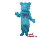 Cute All Blue Teddy Bear Plush Canadian SpotSound Mascot Dressed In A Large Bow Tie