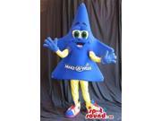 Happy Blue Sparkling Star Plush Canadian SpotSound Mascot With A Logo And Sports Shoes