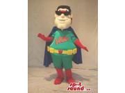 Superhero Character Canadian SpotSound Mascot Dressed In Sunglasses And A Cape