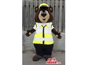 Bear Forest Plush Canadian SpotSound Mascot With A Construction Vest And Helmet