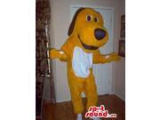 Yellow Dog Plush Canadian SpotSound Mascot With White Belly And Black Nose And Ears