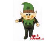 Small Dwarf Canadian SpotSound Mascot Dressed In Green Gear With Pointy Ears