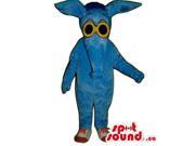 All Blue Anteater Animal Canadian SpotSound Mascot Dressed In Yellow Sunglasses
