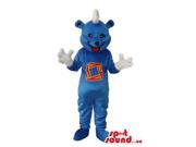 Blue Bear Plush Canadian SpotSound Mascot With A White Comb And A Logo