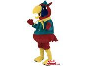 Colourful Parrot Canadian SpotSound Mascot With Green Top And Yellow Bow