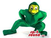 Green Shinny Material Frog Canadian SpotSound Mascot With A Yellow Face