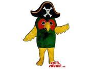 Cute Green Parrot Plush Canadian SpotSound Mascot Dressed In A Pirate Hat