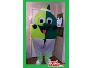 Peculiar Tone Green Leaf Canadian SpotSound Mascot With A Cute Face And Shorts