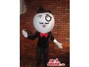 Character Canadian SpotSound Mascot With Round Large Head A Monocle And A Moustache