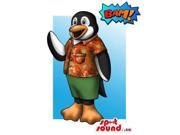 Peculiar Penguin Canadian SpotSound Mascot Drawing In A Summer Shirt And Shorts