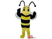 Bee Insect Canadian SpotSound Mascot With Yellow And Black Stripes And Long Antennae
