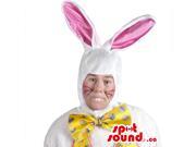 White Rabbit With A Yellow Bow Adult Size Plush Costume