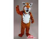 Tiger Animal Wildlife Canadian SpotSound Mascot With Black Stripes And White Belly