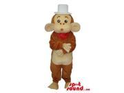 Brown And Beige Monkey Animal Plush Canadian SpotSound Mascot With A White Top Hat