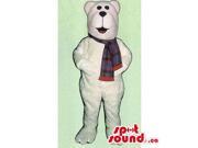 Customised All White Polar Plush Bear Canadian SpotSound Mascot With Scarf