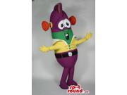 Fairy Tale Green And Purple Alien Plush Canadian SpotSound Mascot In A Yellow Shirt