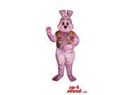 Cute All Purple Rabbit Plush Canadian SpotSound Mascot In A Colourful Vest