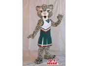 Cute Girl Leopard Plush Canadian SpotSound Mascot In Cheerleader Gear