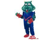 Green And Yellow Frog Canadian SpotSound Mascot With Space Gear And Clothes