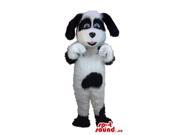 Customised Black And White Dog Animal Canadian SpotSound Mascot With Black Ears