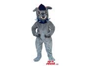 Angry Grey Bulldog Canadian SpotSound Mascot Dressed In A Cap And A Studded Collar