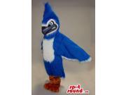 Customised White And Blue Bird Canadian SpotSound Mascot With An Angry Face