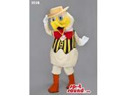 Cute Duck Plush Canadian SpotSound Mascot Dressed In A Hat Vest And Bow Tie
