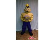 Customised Yellow Strong Human Boy Canadian SpotSound Mascot With A Letter