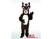 Dark Brown Reindeer Animal Plush Canadian SpotSound Mascot With White Belly