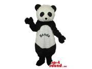 Cute Panda Bear Plush Canadian SpotSound Mascot With Text On Its Belly