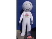Peculiar Round Headed White Creature Canadian SpotSound Mascot With A Logo