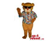 Customised Brown Teddy Bear Canadian SpotSound Mascot Dressed In Summer Gear