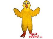 Yellow Bird Canadian SpotSound Mascot With Orange Legs And Beak With Blue Eyelids