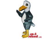 Grey Customised Bird Canadian SpotSound Mascot With A Large Beak And White Belly