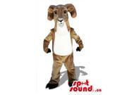 Brown And White Goat Animal Canadian SpotSound Mascot With Curled Horns