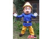 Human Canadian SpotSound Mascot With Blue And Yellow Uniform And A Hat