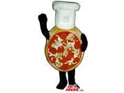 Real Looking Pizza Plush Canadian SpotSound Mascot Dressed In A Chef Hat With No Face