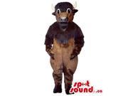 All And Customised Dark Brown Bull Animal Canadian SpotSound Mascot With Beard
