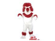 Customised White Plush Dog Canadian SpotSound Mascot With A Winter Hat