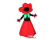 Customised Red And Black Poppy Flower Canadian SpotSound Mascot With No Face