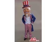 Real Looking Uncle Sam Plush Canadian SpotSound Mascot Dressed In American Flag Clothes