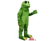 Customised Green Frog Plush Canadian SpotSound Mascot With Yellow Feet