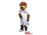 Brown Bear Plush Canadian SpotSound Mascot Dressed In White Golf Gear