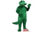 All Green Crocodile Plush Canadian SpotSound Mascot With A Closed Mouth