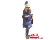 Ancient Roman Character Canadian SpotSound Mascot With A Blue Armour And Helmet