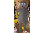 Cute All Grey Hippopotamus Canadian SpotSound Mascot With Cartoon Eyes