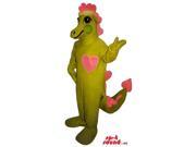 All Green Dragon Fairy Tale Plush Canadian SpotSound Mascot With A Pink Heart