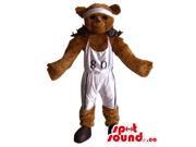 Brown Large Bear Plush Canadian SpotSound Mascot Dressed In Sports Clothes With A Number